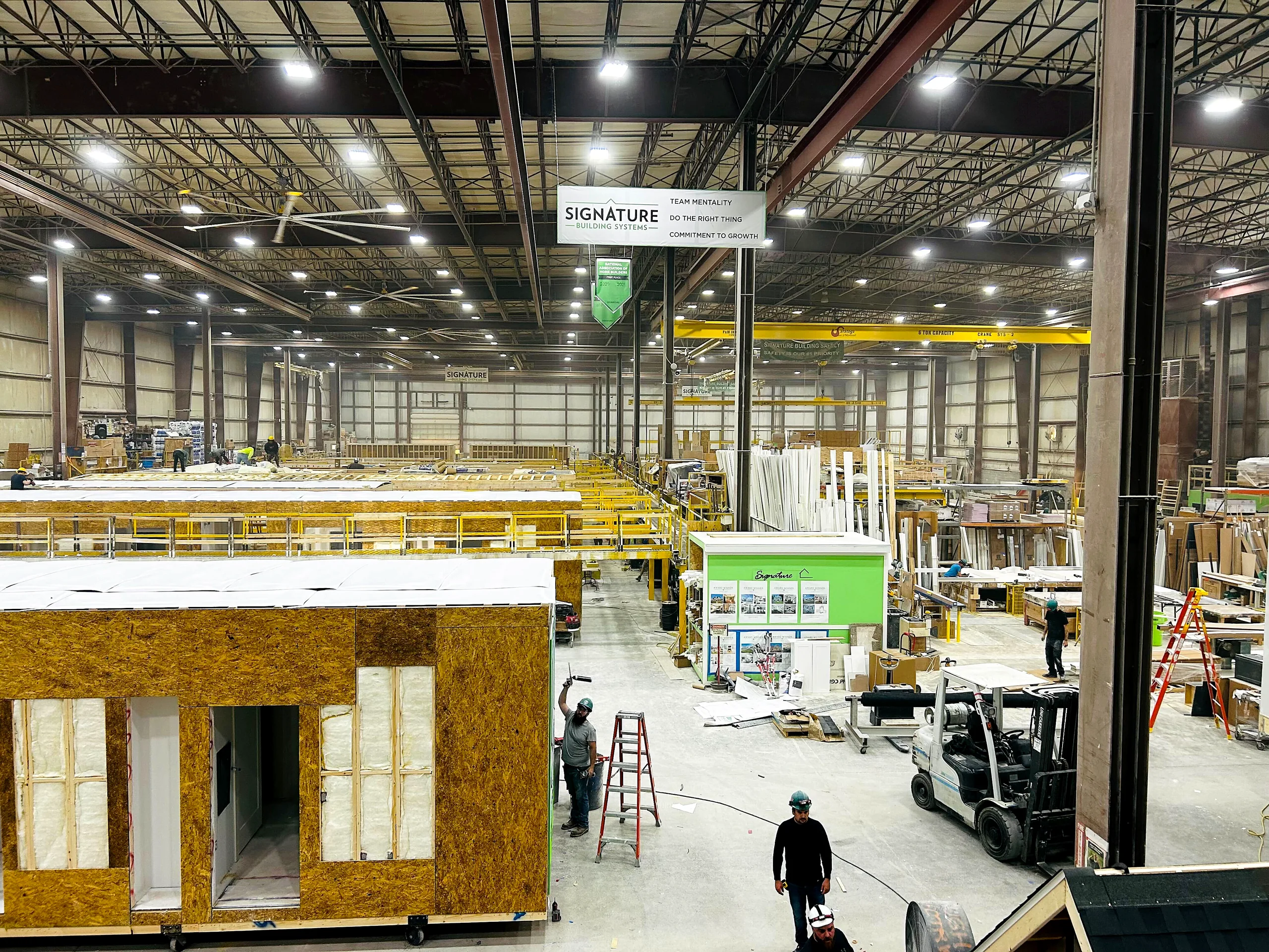 A modular manufacturing plant with units in production down the line