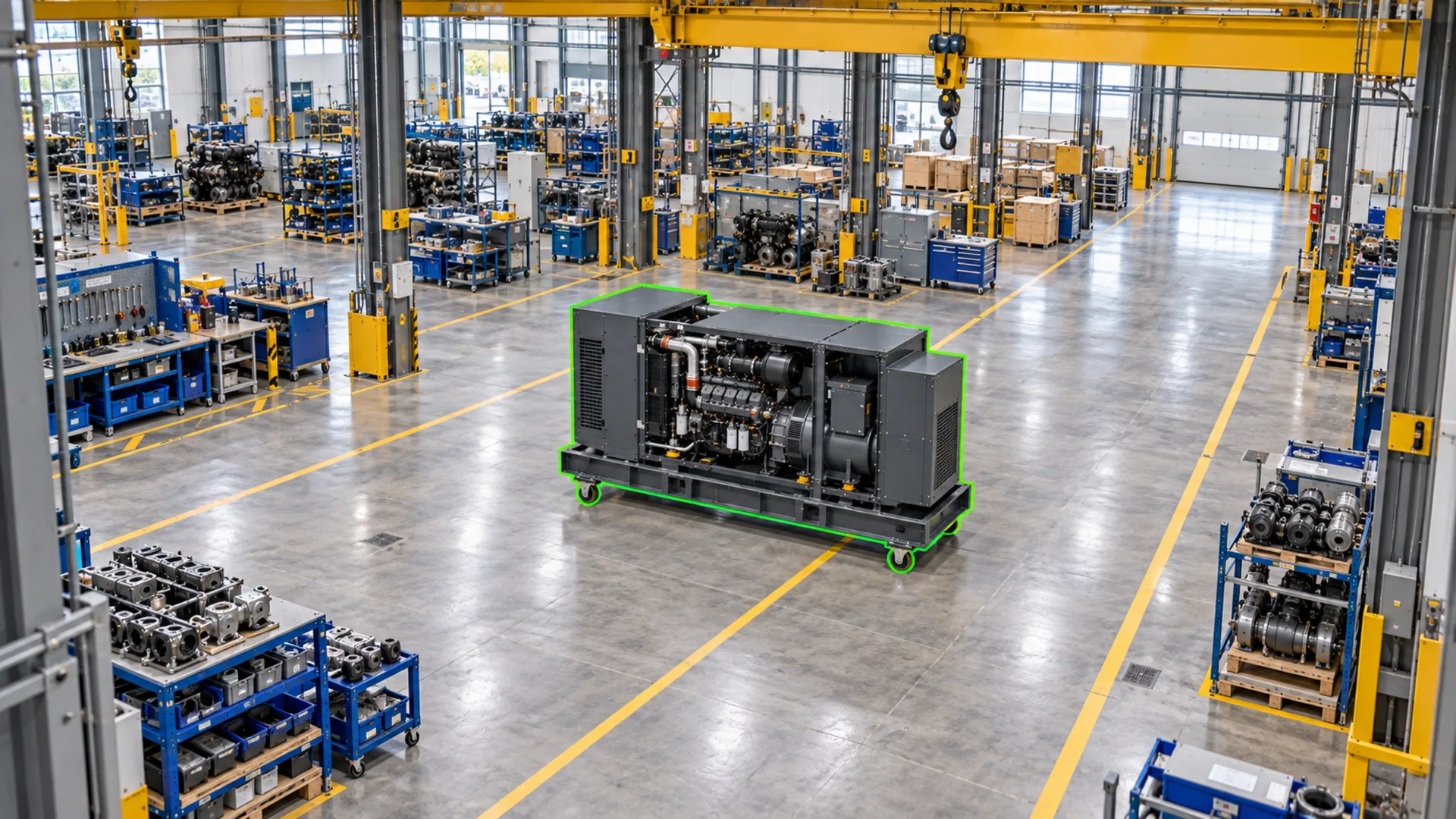 A generator outlined in green on a camera frame, the way a team marks it up for training